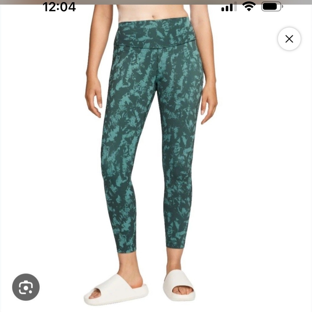 NIKE ONE Green Patterned NWT HR Leggings gentle support 7/8 length Size Medium